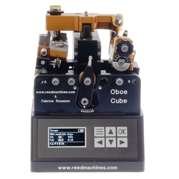 Máquina automática de raspar para cañas de oboe, oboe de amor y corno inglés.